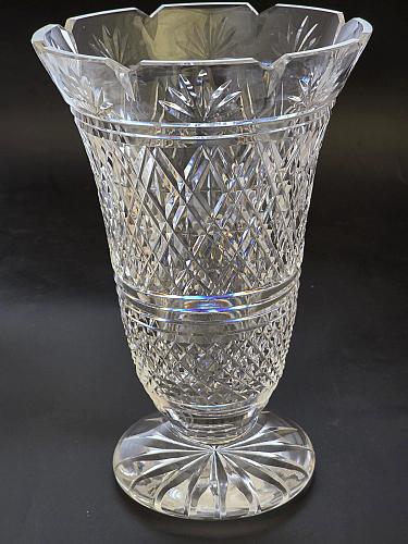 Waterford CUT GLASS signed gegorgan vase footed old cut in Ireland