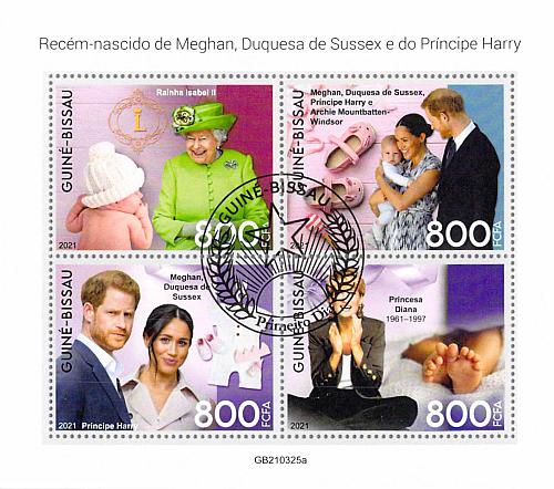 Guinea Bissau 2021 Sheet Royal family QEII Harry Meghan Diana (TS0121)