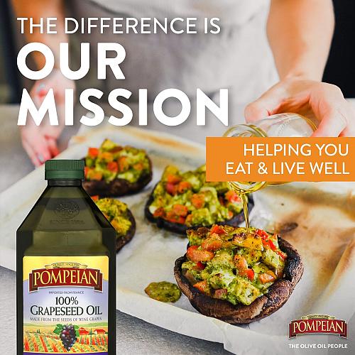 Pompeian 100% Grapeseed Oil Light and Subtle Flavor Perfect for High-Heat Coo...