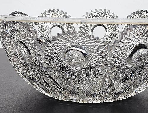 Meriden Theodora cut glass bowl 9" Repaired