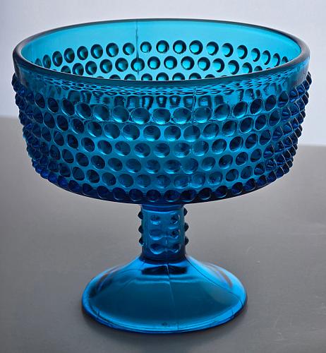 Fenton blue Glass HOBNAIL compote
