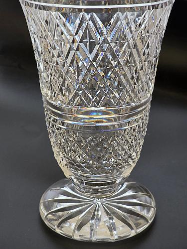 Waterford CUT GLASS signed gegorgan vase footed old cut in Ireland
