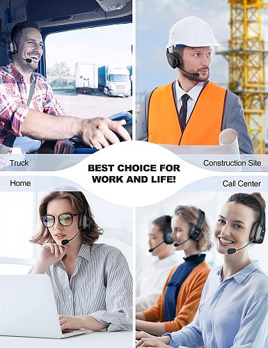 TECKNET Trucker Bluetooth Headphones with Microphone Noise Canceling Wireless...
