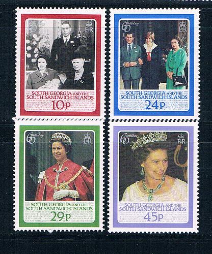 South Georgia 101-05 Unused short set QE II 60th birthday 1986 CV 2.55 (S1041)+