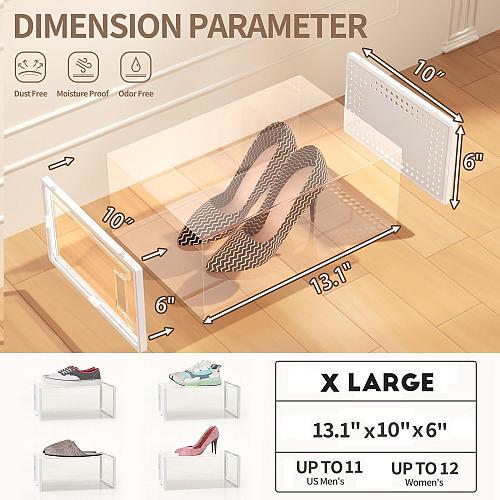 12 Pack X Large Shoe Organizer Storage Boxes for Closet Modular Space Saving ...
