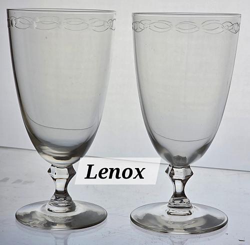 Pair Signed Lenox Crystal sentiment ice tea glasses replacement