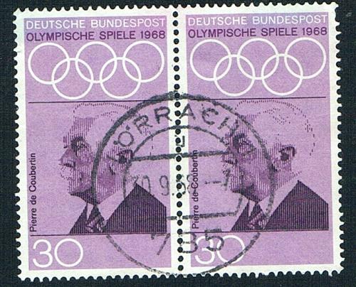 Germany Used Pair Games emblem 1968 (BP83510)