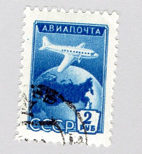 Russia Airplane over globe Used (BP93602)