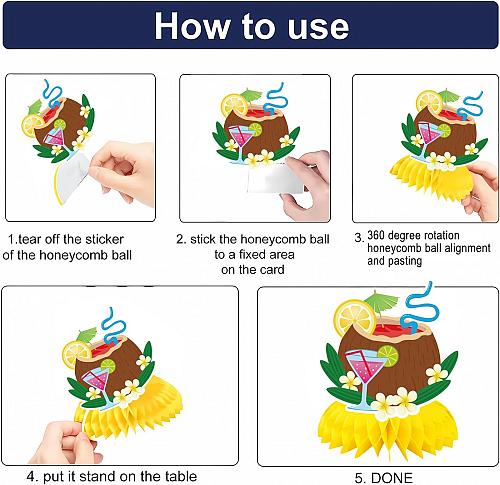 9Pcs Beach Decorations for Party Summer Party Decorations Honeycomb Centerpie...