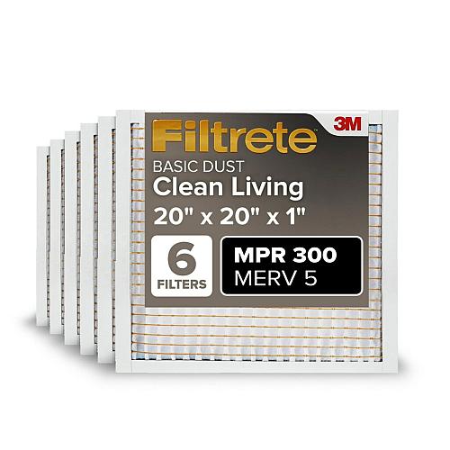 Filtrete 20x20x1 AC Furnace Air Filter MERV 5 MPR 300 Capture Unwanted Partic...