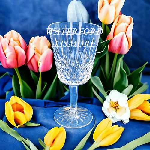 Signed Waterford CUT GLASS Lismore goblet crystal Ireland