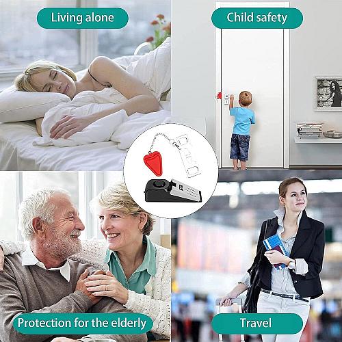 Portable Door Lock & Door Stop Alarm Set Dual Protection Home Security Door K...