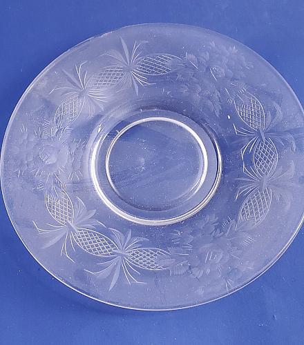 Westmoreland Glass Antique cut & engraved glass dessert and under plate