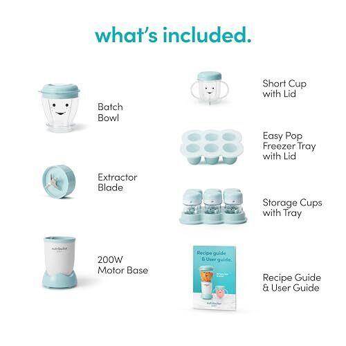 NutriBullet NBY-50100 Baby Complete Food-Making System 32-Oz White Blue Clear