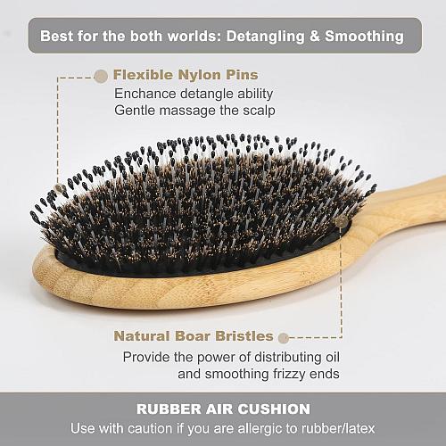 BESTOOL Hair Brush Boar & Nylon Bristle Brush for Women men Kid Oval Brush fo...