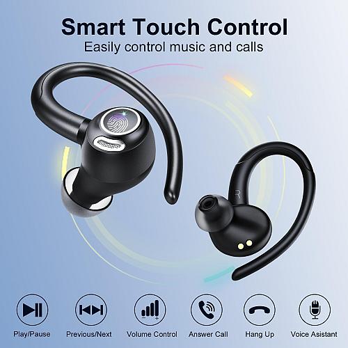 Csasan Headphones Wireless Earbuds Sport Bluetooth 5.3 Over Ear Buds Stereo D...