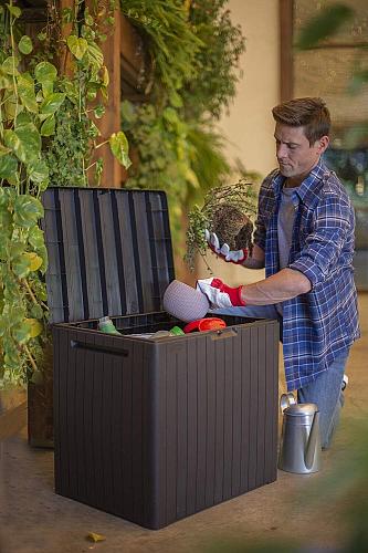 Keter City 30 Gallon Resin Deck Box for Patio Furniture