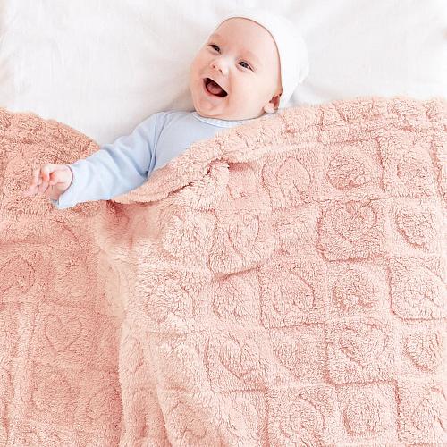 Yurhap Fleece Baby Blanket Heart Checkered Blanket Ultra Soft Cozy Baby Blank...