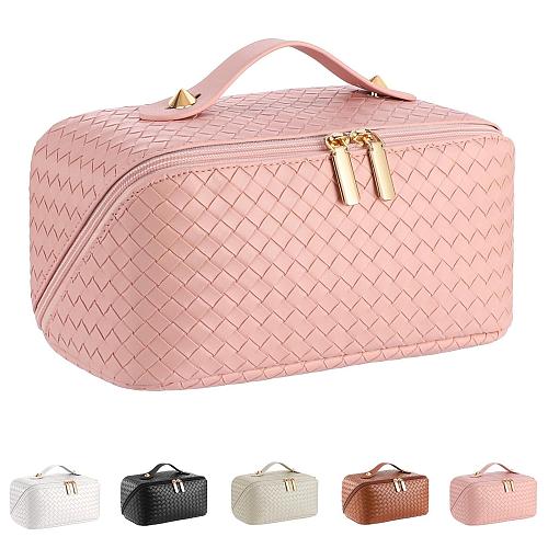 ALEXTINA Large Capacity Travel Cosmetic Bag - PU Leather Makeup Organizer Bag...