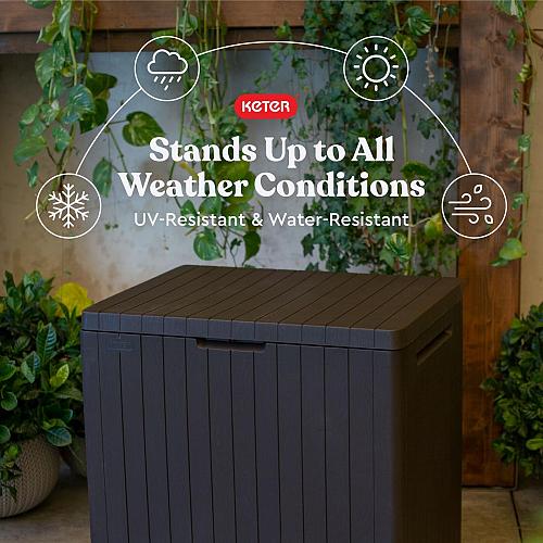 Keter City 30 Gallon Resin Deck Box for Patio Furniture