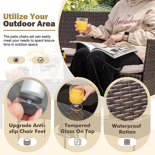 Homall 4 Pieces Outdoor Patio Furniture Sets Rattan Chair Wicker Set Outdoor ...