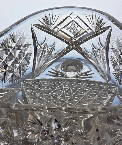 ABP cut glass Fry triangle bowl American