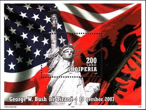 Albania Stamps 2007. USA President George W. Bush in Tirana. Block MNH