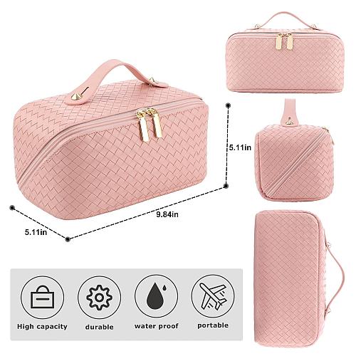 ALEXTINA Large Capacity Travel Cosmetic Bag - PU Leather Makeup Organizer Bag...