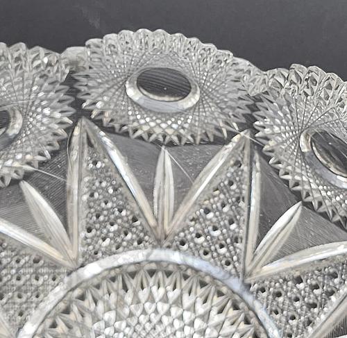 Meriden Theodora cut glass bowl 9" Repaired