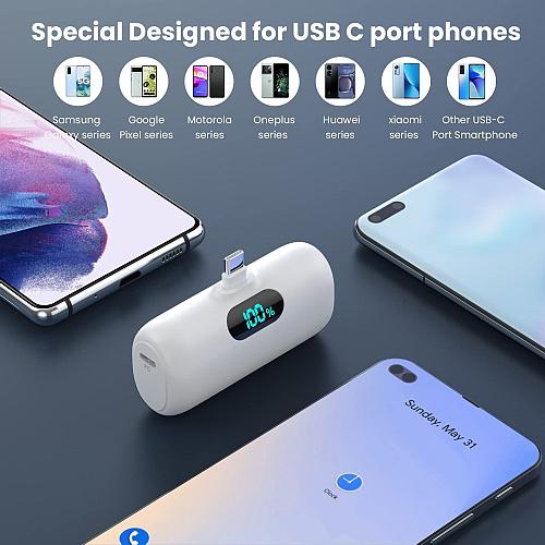 2-Pack Mini Portable Charger 5000mAh Power Bank3A PD USB C Cell Phone Portabl...