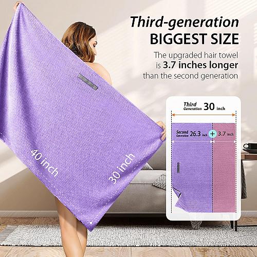YFONG X-Large Microfiber Hair Towel Wrap for Women Soft Hair Drying Towel wit...
