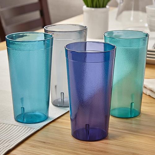 US Acrylic Cafe Plastic Reusable Tumblers Set of 16 20-ounce Water Cups Coast...