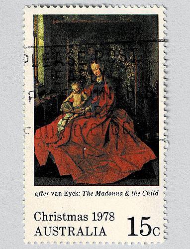 Australia Christmas 1978 mother and child red dress Used (BP91207)