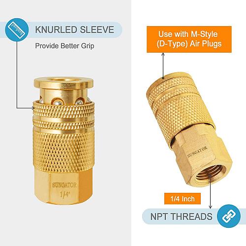 1/4 Inch Brass Female Industrial Coupler SUNGATOR 1/4'' NPT Air Hose Fittings...