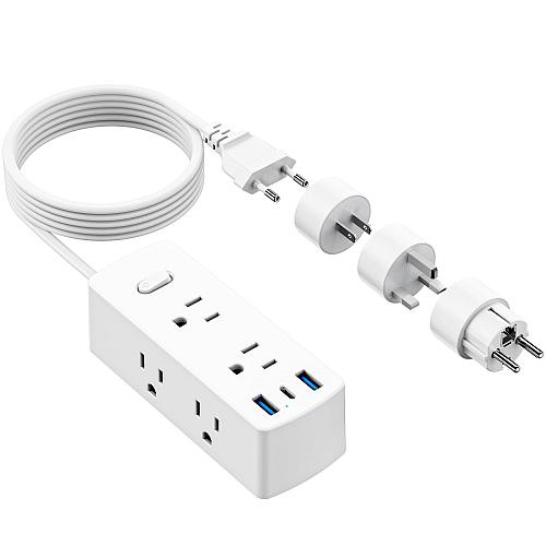 European Travel Plug Adapter Olcorife Power Strip with EU UK US Plug Adapter ...