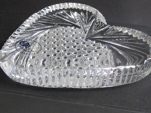 Hand Cut 24% lead crystal heart Paperweight signed Peter ORourke