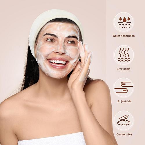 4 Pack Spa Headbands for Women Lengthened Adjustable Makeup Headbands for Wom...