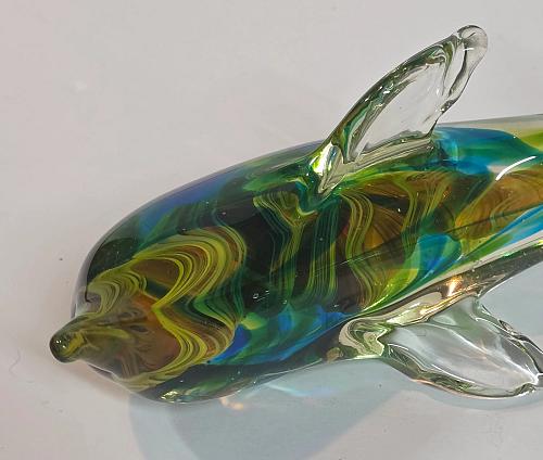 Art glass Dolphin rainbow