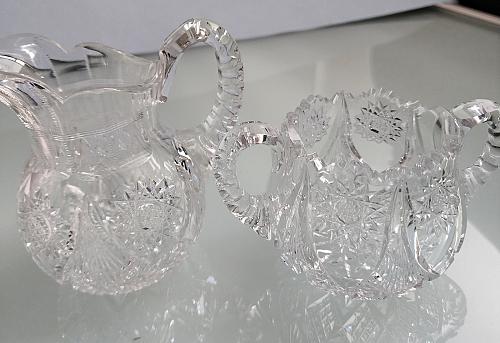 Dorflinger Sugar and creamer American Brilliant Period Cut Glass Antique