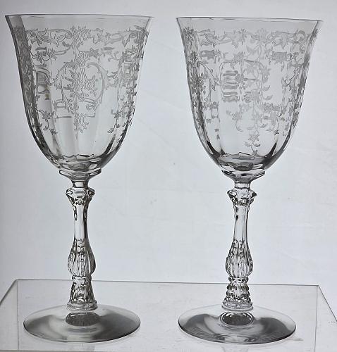 Fostoria Navarra goblet glass, Crystal Made in USA Pair