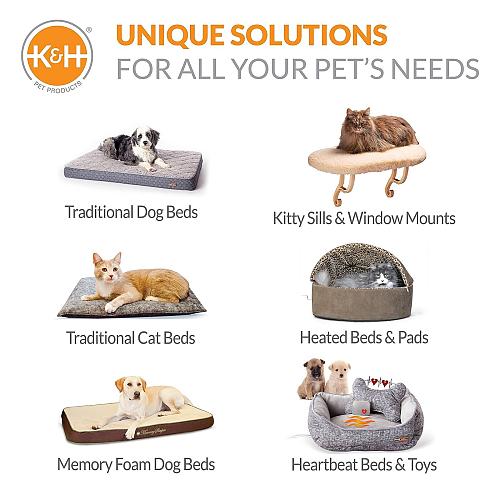 K&H Pet Products Self-Warming Hut Cat Cave Bed Super-Soft Self-Heating Covere...