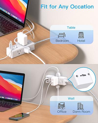 Power Strip Surge Protector 6 Outlets with 3 USB Ports 1 USB C Multi Plug Wal...