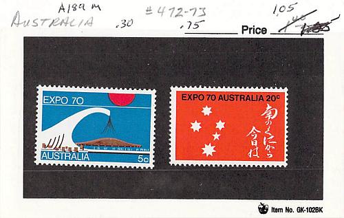 Australia 472-73 Unused set Expo 70 1970 CV 1.05 (SC0_549)