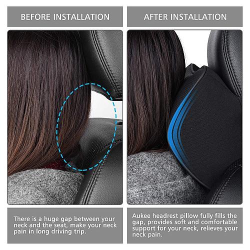Aukee Memory Foam Car Neck Pillow Soft Leather Headrest for Driving Home Offi...