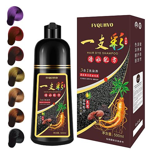 Hair Dye Shampoo 3 In 1 100% Gray Hair Coverage Dark Wine Red Hair Color Trea...