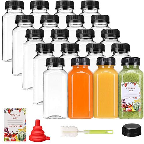 SUPERLELE 20pcs 8oz Plastic Juice Bottles Reusable Juice Containers with Lids...