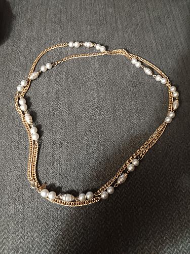 Vintage Sarah Coventry Faux Pearl & Gold Tone Chain Necklace