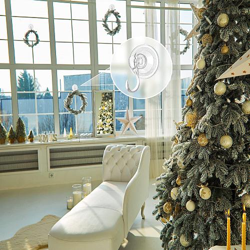 VIS'V Wreath Hanger Large Clear Heavy Duty Suction Cup Wreath Hooks with Wipe...