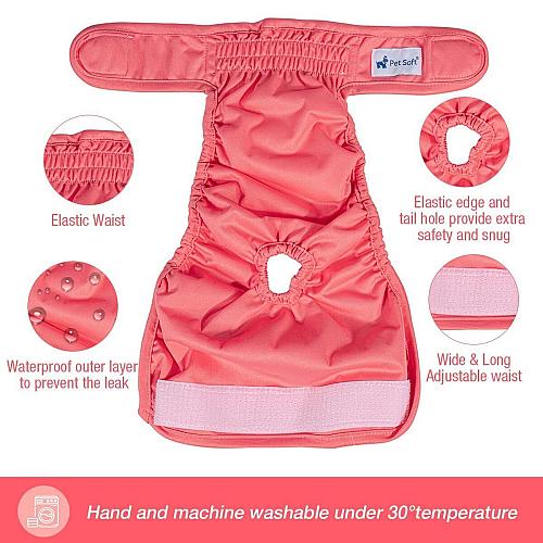 Pet Soft Washable Female Diapers 3 Pack – Female Dog Diapers Comfort Reusable...