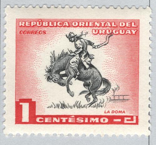 Uruguay Unused Rodeo rider on horse red 1 (BP86912)